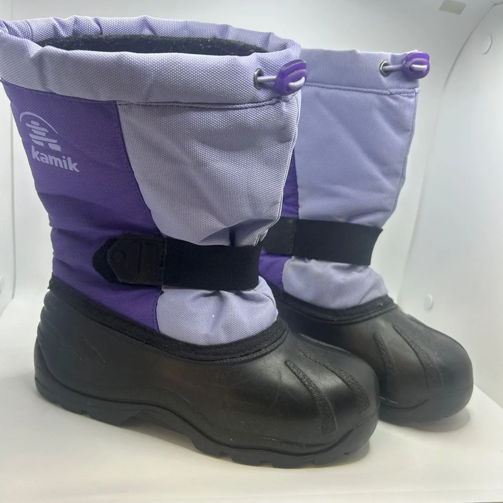 Kamik Kids Purple Waterproof Insulated Snow Boots Size 2 Adjustable Strap